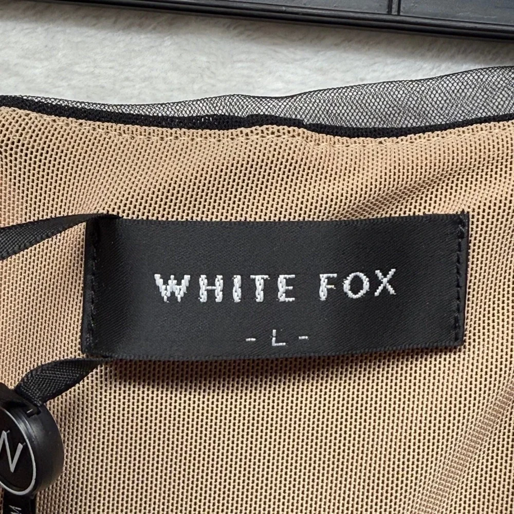 White Fox Mini Dress‎ Black Tulle Strapless Ruched Party Cocktail Size L